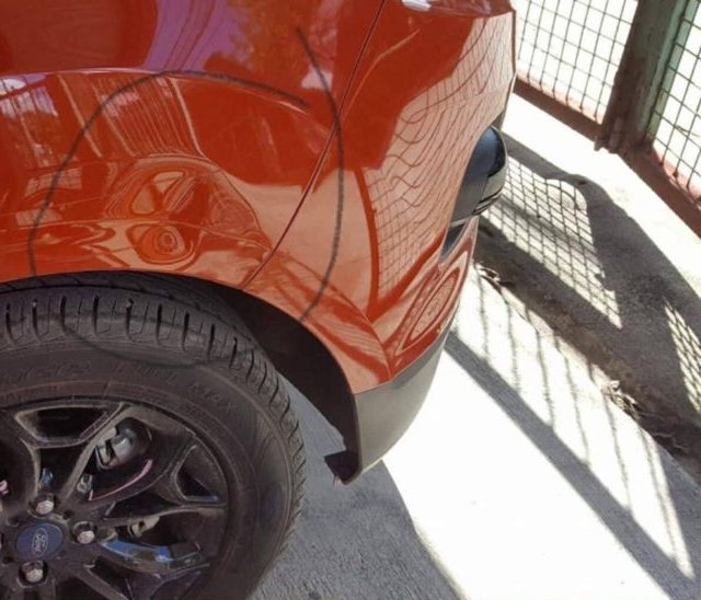 Orange guard dent, before